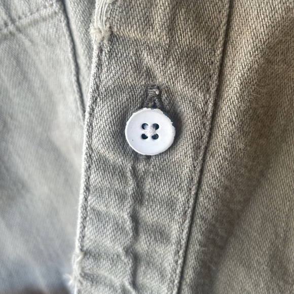 Distressed Utility Light Olive Button Up - Picture 6 of 10
